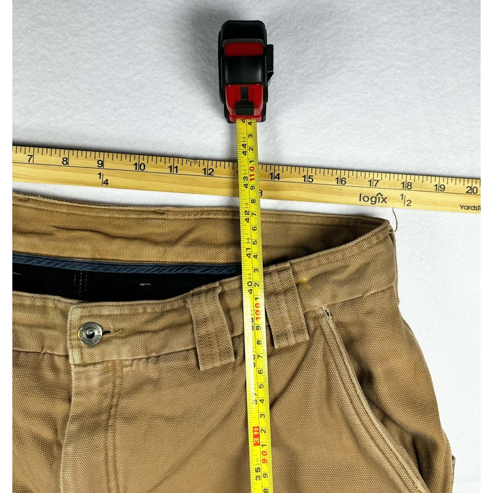 Duluth Trading Co Fleece Lined Tan Relaxed Fit Cargo Work Pants Brown Mens 38x32 - Picture 6 of 16